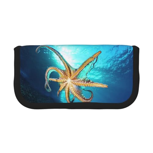 CHANGLEI Marine Biology Robustes Federmäppchen aus Segeltuch mit Volldruck-Design, Doppelreißverschluss, schwarzer Rand, kontrastierendes Design, Mehrzweck-Organizer von CHANGLEI