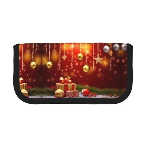 CHANGLEI Merry Christmas-3 Robustes Federmäppchen aus Segeltuch mit Volldruck-Design, Doppelreißverschluss, schwarzer Rand, kontrastierendes Design, Mehrzweck-Organizer von CHANGLEI