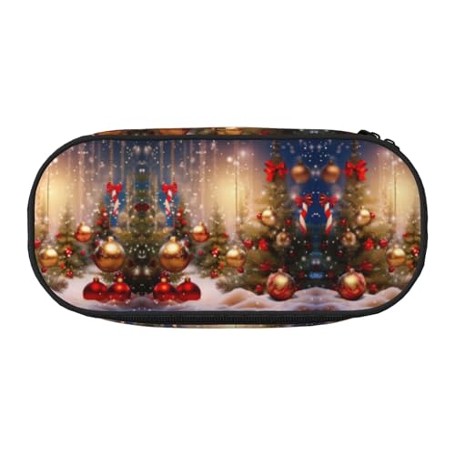 CHANGLEI Merry Christmas-5 Federmäppchen mit doppeltem Reißverschluss und 4 Stiftfächern, Netztasche, bedruckt, leicht, strapazierfähiges Polyester, Federmäppchen für Schule, Büro oder von CHANGLEI