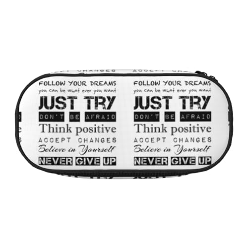 CHANGLEI Never Give Up Federmäppchen mit doppeltem Reißverschluss und 4 Stiftfächern, Netztasche, bedrucktes, leichtes, strapazierfähiges Polyester-Federmäppchen für Schule, Büro oder von CHANGLEI