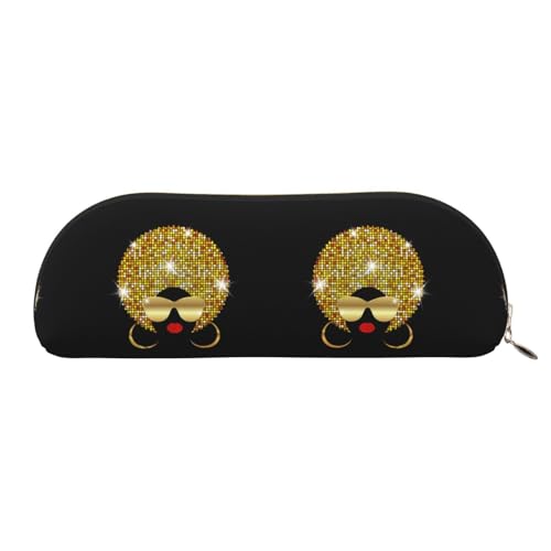 CHANGLEI Niedliche afrikanische Frau, niedliches Leder-Federmäppchen, Aufbewahrungstasche, bedruckt, leicht, Schreibwaren, Kosmetik-Aufbewahrungstasche, gold, Einheitsgröße, Taschen-Organizer von CHANGLEI
