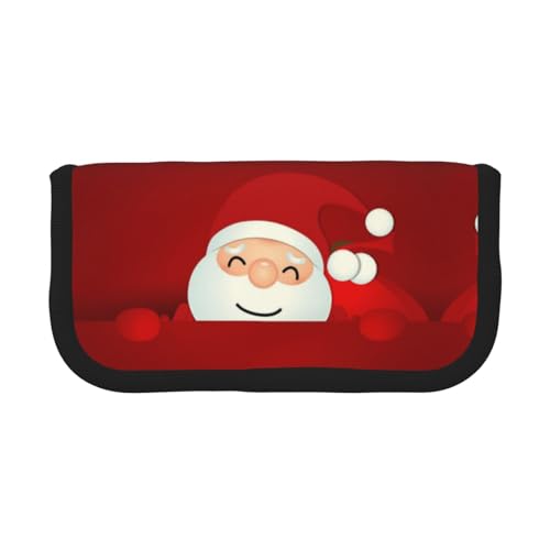 CHANGLEI Niedliches Federmäppchen aus robustem Segeltuch mit Weihnachtsmann-Design, doppelter Reißverschluss, schwarzer Rand, kontrastierendes Design, Mehrzweck-Organizer von CHANGLEI