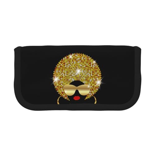 CHANGLEI Niedliches Federmäppchen aus robustem Segeltuch mit durchgehendem Druck, Doppelreißverschluss, schwarzer Rand, kontrastierendes Design, Mehrzweck-Organizer von CHANGLEI