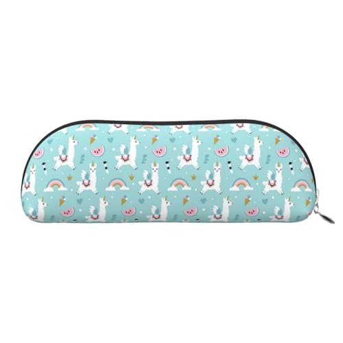 CHANGLEI Niedliches Lama-Leder-Federmäppchen, Aufbewahrungstasche, bedruckt, leicht, Schreibwaren, Kosmetik-Aufbewahrungstasche, silber, Einheitsgröße, Taschen-Organizer von CHANGLEI