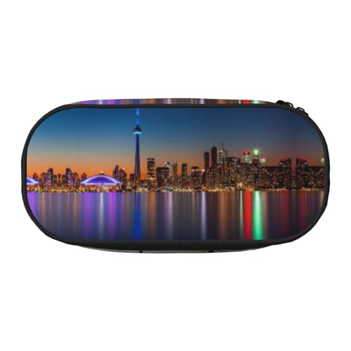 CHANGLEI Night Canada Federmäppchen mit doppeltem Reißverschluss und 4 Stiftfächern, Netztasche, bedruckt, leicht, strapazierfähiges Polyester, Federmäppchen für Schule, Büro oder Make-up-Organizer von CHANGLEI