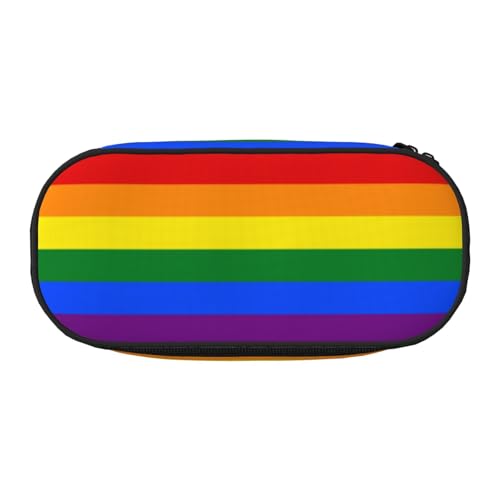 CHANGLEI Regenbogen-Federmäppchen mit doppeltem Reißverschluss und 4 Stiftfächern, Netztasche, bedruckt, leicht, strapazierfähiges Polyester, Federmäppchen für Schule, Büro oder Make-up-Organizer von CHANGLEI