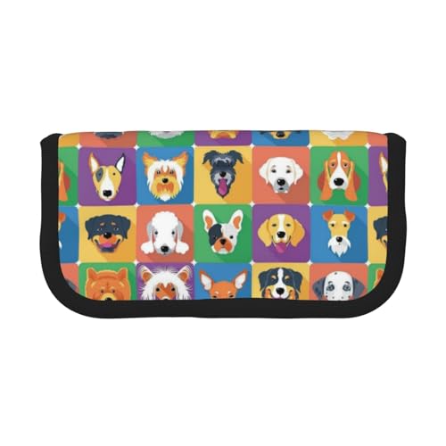 CHANGLEI Robustes Federmäppchen aus Segeltuch mit durchgehendem Design, Doppelreißverschluss, schwarzer Rand, kontrastierendes Design, Mehrzweck-Organizer von CHANGLEI