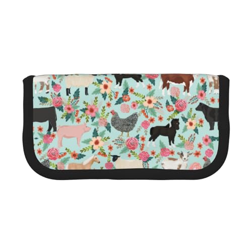 CHANGLEI Robustes Federmäppchen aus Segeltuch mit durchgehendem Druck, Doppelreißverschluss, schwarzer Rand, kontrastierendes Design, Mehrzweck-Organizer von CHANGLEI