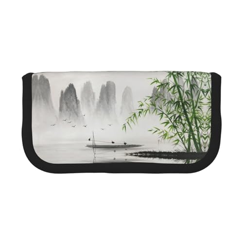 CHANGLEI Robustes Federmäppchen aus Segeltuch mit durchgehendem Druck, doppelter Reißverschluss, schwarzer Rand, kontrastierendes Design, Mehrzweck-Organizer von CHANGLEI