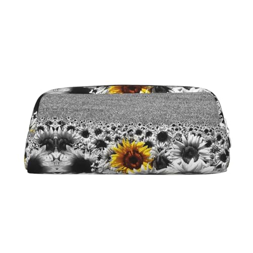 CHANGLEI Schwarze und weiße Sonnenblumen, personalisierbares Leder-Federmäppchen für Mädchen und Jungen, bedrucktes, leichtes Federmäppchen, silber, Einheitsgröße, Taschen-Organizer CHANGLEI Schwarze und weiße Sonnenblumen, personalisierbares Leder-Federmäppchen für Mädchen und Jungen, bedrucktes, leichtes Federmäppchen, silber, Einheitsgröße, Taschen-Organizer von CHANGLEI