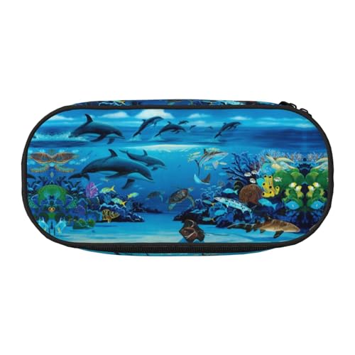 CHANGLEI Sea Blue Marine Life Federmäppchen mit doppeltem Reißverschluss und 4 Stiftfächern, Netztasche, bedruckt, leicht, strapazierfähiges Polyester, Federmäppchen für Schule, Büro oder CHANGLEI Sea Blue Marine Life Federmäppchen mit doppeltem Reißverschluss und 4 Stiftfächern, Netztasche, bedruckt, leicht, strapazierfähiges Polyester, Federmäppchen für Schule, Büro oder von CHANGLEI