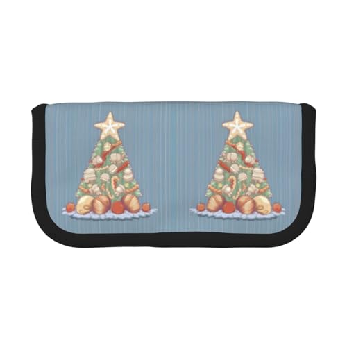 CHANGLEI Seashell Weihnachts-Federmäppchen aus robustem Segeltuch mit Volldruck-Design, doppelter Reißverschluss, schwarzer Rand, kontrastierendes Design, Mehrzweck-Organizer von CHANGLEI