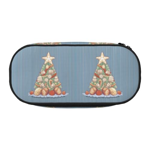 CHANGLEI Seashell Weihnachts-Federmäppchen mit doppeltem Reißverschluss und 4 Stiftfächern, Netztasche, bedruckt, leicht, strapazierfähiges Polyester, Federmäppchen für Schule, Büro oder von CHANGLEI