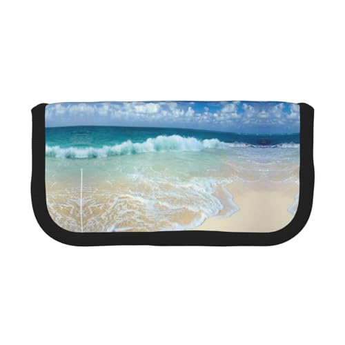 CHANGLEI Stabiles Federmäppchen aus Segeltuch mit durchgehendem Design, Doppelreißverschluss, schwarzer Rand, kontrastierendes Design, Mehrzweck-Organizer von CHANGLEI