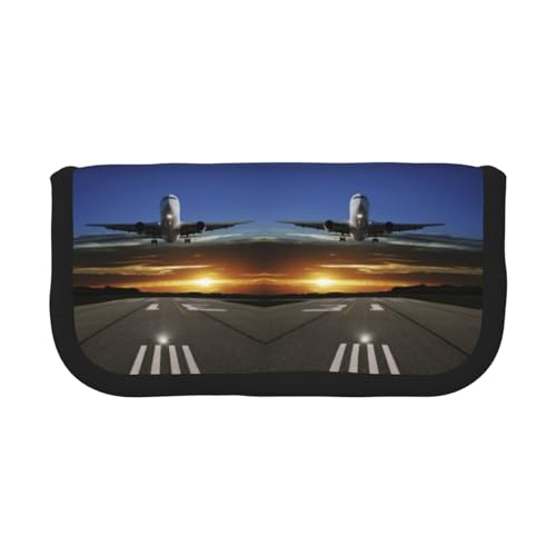 CHANGLEI Stabiles Federmäppchen aus Segeltuch mit durchgehendem Design, Doppelreißverschluss, schwarzer Rand, kontrastierendes Design, Mehrzweck-Organizer von CHANGLEI