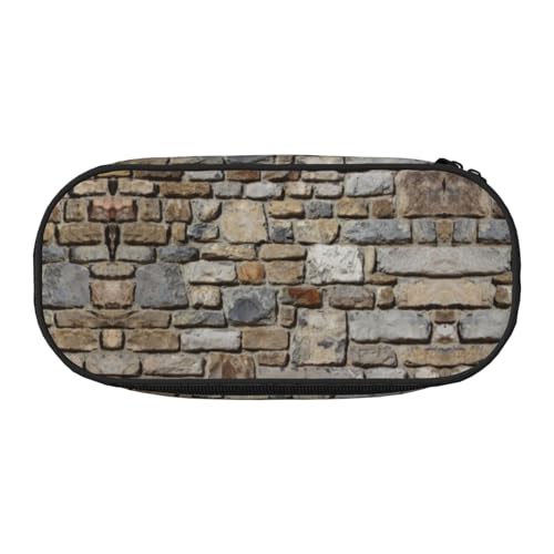 CHANGLEI Stone Federmäppchen mit doppeltem Reißverschluss und 4 Stiftfächern, Netztasche, bedruckt, leicht, strapazierfähiges Polyester, Federmäppchen für Schule, Büro oder Make-up-Organizer von CHANGLEI