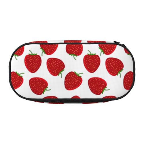 CHANGLEI Strawberry Federmäppchen mit doppeltem Reißverschluss und 4 Stiftfächern, Netztasche, bedruckt, leicht, strapazierfähiges Polyester, Federmäppchen für Schule, Büro oder Make-up-Organizer von CHANGLEI