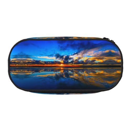 CHANGLEI Sunset Federmäppchen mit doppeltem Reißverschluss und 4 Stiftfächern, Netztasche, bedruckt, leicht, strapazierfähiges Polyester, Federmäppchen für Schule, Büro oder Make-up-Organizer von CHANGLEI
