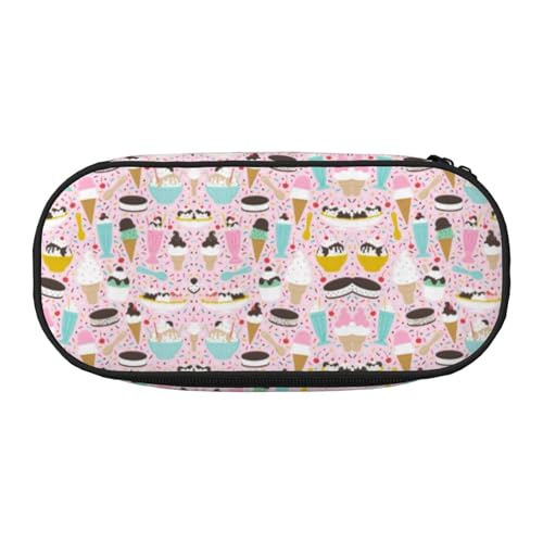 CHANGLEI Sweet Ice Cream Federmäppchen mit doppeltem Reißverschluss und 4 Stiftfächern, Netztasche, bedruckt, leicht, strapazierfähiges Polyester, Federmäppchen für Schule, Büro oder Make-up-Organizer von CHANGLEI