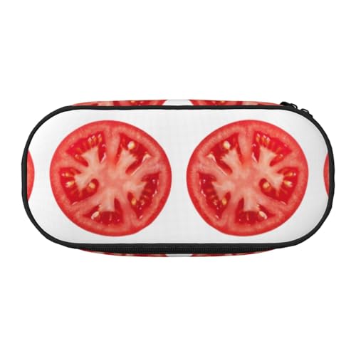 CHANGLEI Tomato Slice Federmäppchen mit doppeltem Reißverschluss und 4 Stiftfächern, Netztasche, bedruckt, leicht, strapazierfähiges Polyester, Federmäppchen für Schule, Büro oder Make-up-Organizer von CHANGLEI