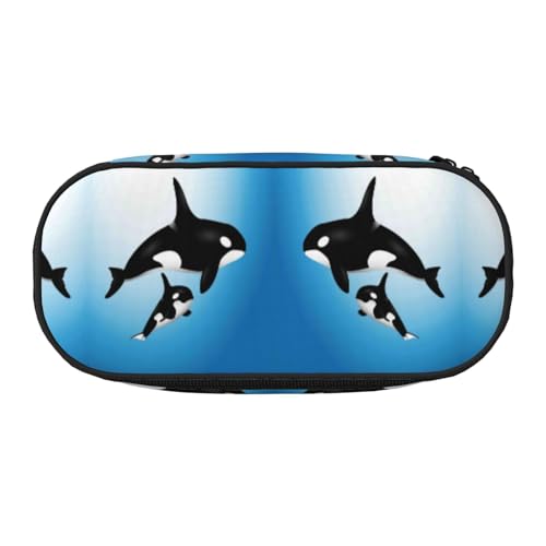 CHANGLEI Whale Federmäppchen mit doppeltem Reißverschluss und 4 Stiftfächern, Netztasche, bedruckt, leicht, langlebig, Polyester, Federmäppchen für Schule, Büro oder Make-up-Organizer von CHANGLEI