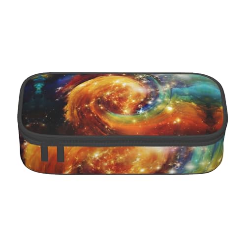 CHANGLEI Wunderschönes Galaxie-Federmäppchen mit Fächern, bedrucktes Polyester, multifunktionales Federmäppchen, Schreibwaren-Organizer-Box, Schwarz , Einheitsgröße, Taschen-Organizer von CHANGLEI