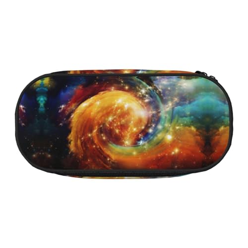 CHANGLEI Wunderschönes Galaxy-Federmäppchen mit doppeltem Reißverschluss und 4 Stiftfächern, Netztasche, bedruckt, leicht, langlebig, Polyester-Federmäppchen für Schule, Büro oder Make-up-Organizer von CHANGLEI