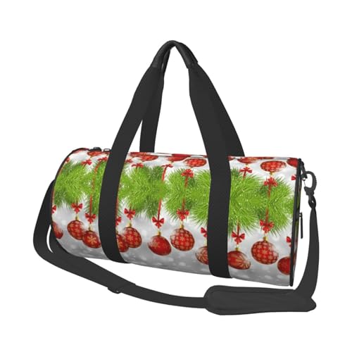 Red Ball Weihnachts-Reisetasche für Damen und Herren, bedruckt, Polyester, runde Gepäcktasche mit Schultergurt, Schwarz , Einheitsgröße von CHANGLEI