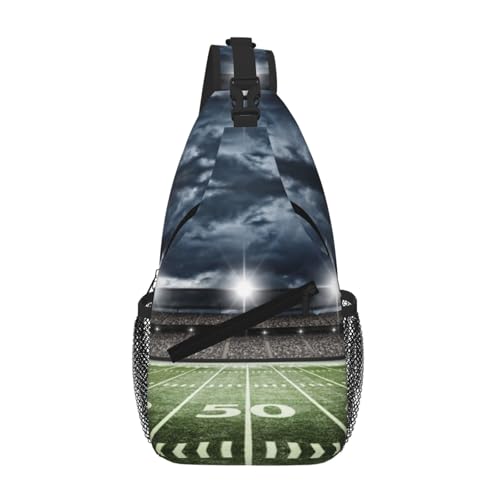 Stadion Football Satdium Field Light Night Unisex-Brusttasche mit mehreren Taschen, große Kapazität, Umhängetasche, strapazierfähiges Polyester, verstellbarer Riemen für den täglichen Pendler von CHANGLEI
