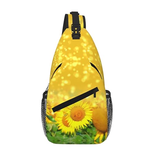 Sunflower Field Unisex-Brusttasche mit mehreren Taschen, große Kapazität, Umhängetasche, strapazierfähiges Polyester, verstellbarer Riemen für den täglichen Pendler von CHANGLEI