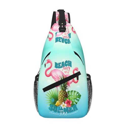 Tropical Flamingo Unisex-Brusttasche mit mehreren Taschen, große Kapazität, Umhängetasche, strapazierfähiges Polyester, verstellbarer Riemen für den täglichen Pendler von CHANGLEI