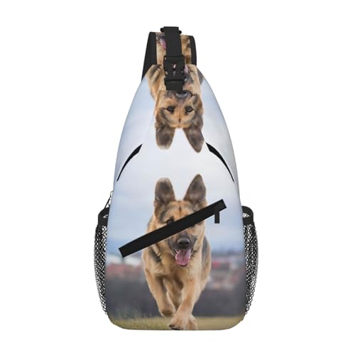 Unisex Brusttasche, Motiv: laufender Schäferhund, mit mehreren Taschen, großes Fassungsvermögen, strapazierfähiges Polyester, verstellbarer Gurt für den täglichen Pendler von CHANGLEI