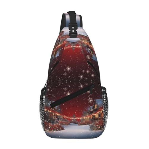 Weihnachtliche Unisex-Brusttasche mit mehreren Taschen, große Kapazität, Umhängetasche, strapazierfähiges Polyester, verstellbarer Riemen für den täglichen Pendler von CHANGLEI