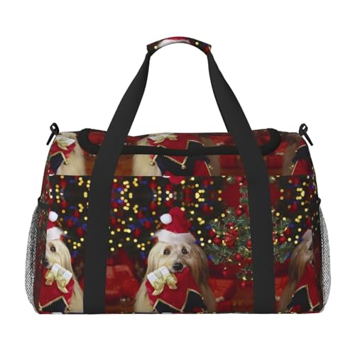 Weihnachts-Reisetasche für Damen und Herren, bedrucktes Polyester, Tragetasche mit Schultergurt, Schwarz , Einheitsgröße von CHANGLEI