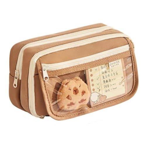CHANGYUE 9-lagiges Kawaii-Federmäppchen mit Reißverschluss und Aufklebern Capybara-Briefpapierhalter Tasche Canvas-Briefpapier-Aufbewahrungstasche for Kinderschreibwaren von CHANGYUE