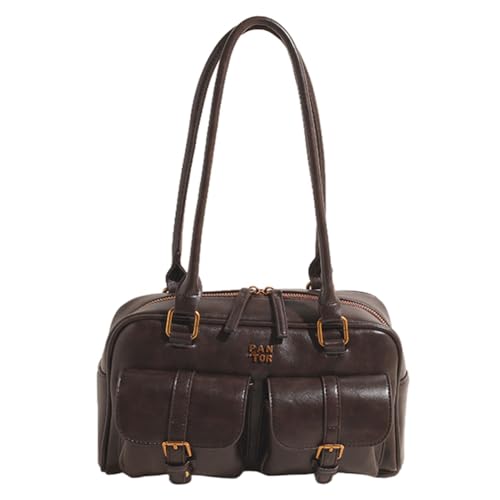 CHANGYUE Boston-Einkaufstasche for Frauen mit Multi-Pockets-Umhängetaschen PU Leder Vintage Handtasche Solid Clutch-Geldbörse for Reisearbeit von CHANGYUE