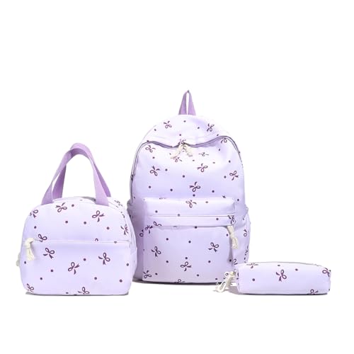 Coquette Schleifen Rucksack Teenager Mädchen Schulrucksack mit Lunchbox Federmäppchen Ästhetischer Tagesrucksack Coquette Rucksack Tagesrucksack Schulranzen for Mädchen Frauen Reisen von CHANGYUE