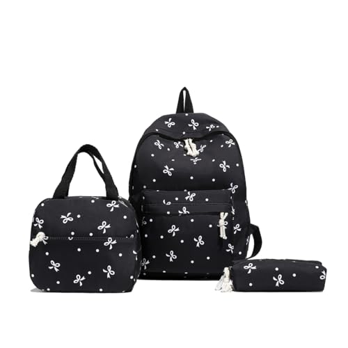 Coquette Schleifen Rucksack Teenager Mädchen Schulrucksack mit Lunchbox Federmäppchen Ästhetischer Tagesrucksack Coquette Rucksack Tagesrucksack Schulranzen for Mädchen Frauen Reisen von CHANGYUE