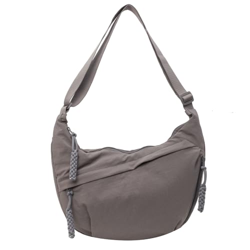 CHANGYUE Crescent Crossbody Bag, Multi-Pockets-Penner-Beutel, große Kapazitäts-Müll-Umhängetaschen for Männer Männer, Nylon Messenger Pack mit einstellbarem Riemen for Outdoor-Reisetaschen (grau) von CHANGYUE