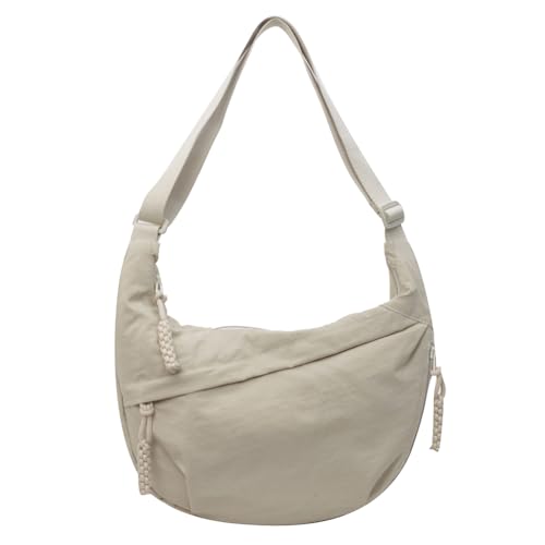 CHANGYUE Crescent Crossbody Bag, Multi-Pockets-Penner-Beutel, große Kapazitäts-Schekendübung for Männer Männer, Nylon Messenger Pack mit einstellbarem Riemen for Reisetaschen im Freien (weiß) von CHANGYUE