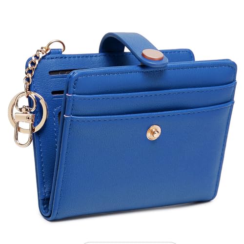 CHANGYUE Doppelfalt -Kreditkartenbrieftasche mit Reißverschluss Kleiner Frauen Brieftasche for Frauen (blau) von CHANGYUE