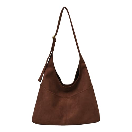 CHANGYUE Faux Wildleder Umhängetasche große Kapazität Unterarmbeutel Arbeit TOTE Handtasche (Kaffee) von CHANGYUE