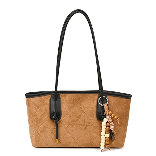 CHANGYUE Faux Wildleder -Umhängetasche mit Anhänger for die Fahrwerkschule täglich (Brown) von CHANGYUE