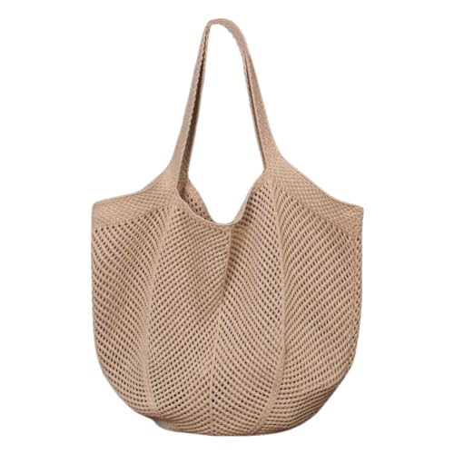 CHANGYUE Frauen Ästhetische Schultertasche Ausgehöhlte Gestrickte Tote Handtasche Große Kapazität Stricken Einkaufstasche Damen Alltag von CHANGYUE