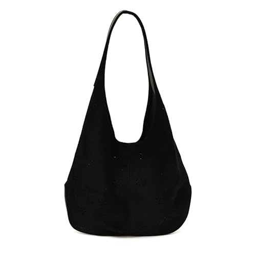 CHANGYUE Frauen Faux Wildleder Umhängetasche hohl -out -Designhandtasche for die Arbeit täglich (schwarz) von CHANGYUE