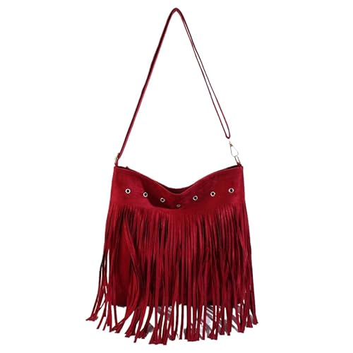 CHANGYUE Frauen Quaste Schulter Tasche Große Kapazität Wildleder Leder Vintage Umhängetasche Verstellbaren Riemen Fringe Satchel Tasche Weibliche Einkaufstasche von CHANGYUE