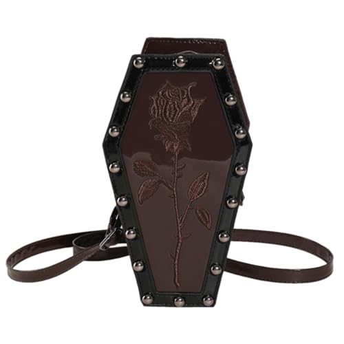 CHANGYUE Frauen Sarg Satchel Geldbörse verstellbarer Riemen Gothic PU Leder Spinne Umhängetasche Y2K Handytasche Halloween Sling Geldbörse von CHANGYUE