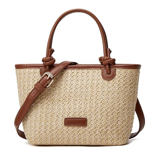 CHANGYUE Frauen stilvolle Strickumhängetasche Strand Crossbody Tasche Stroh Tasche Handtasche (Beige) von CHANGYUE