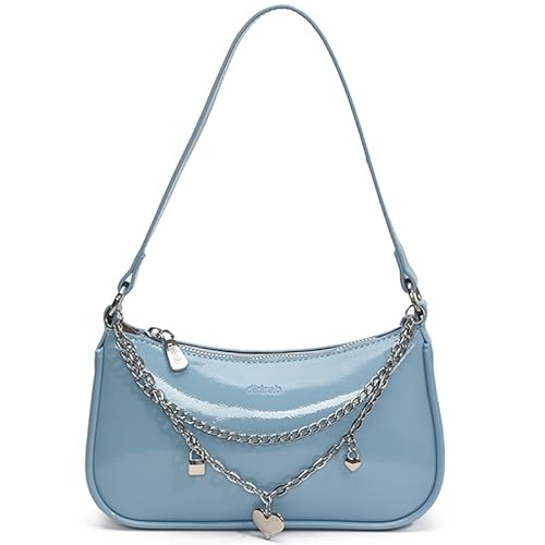 CHANGYUE Frauen trendige Achselhöhlenbeutel mit Ketten -PU -Leder -Umhängetasche Casual Handtasche (blau) von CHANGYUE