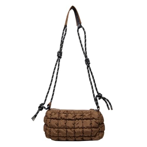 CHANGYUE Gepolsterte Damen-Umhängetasche mit geflochtenem Seilriemen, gepolsterte Umhängetasche, große Kapazität, gesteppte Nylontasche, Tagestasche for Damen von CHANGYUE